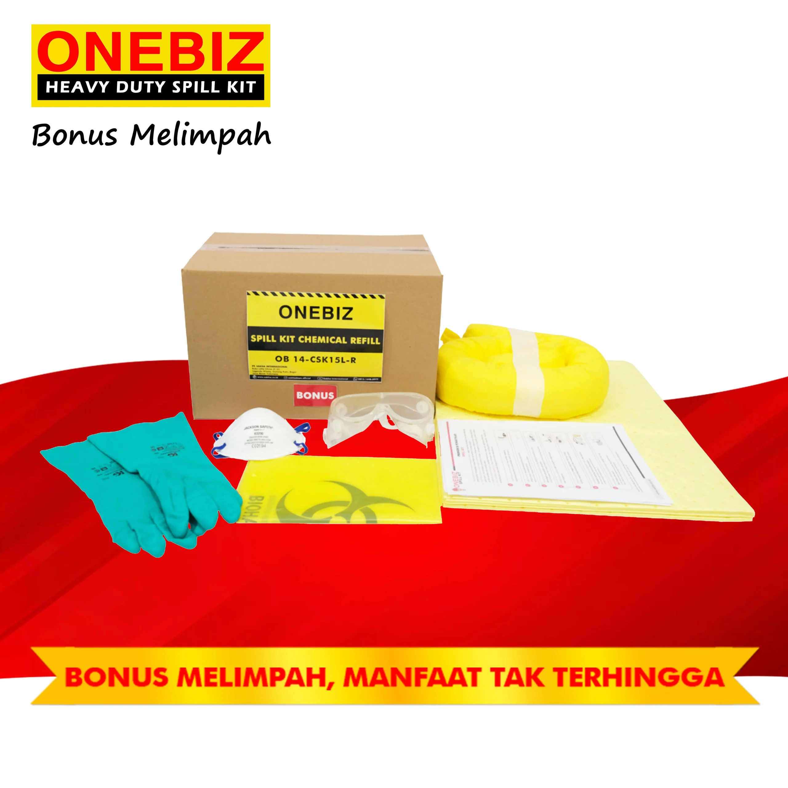 ONEBIZ CHEMICAL SPILL KIT 15 Liter Refill SPILL KIT OB 14-CSK15L-R / 4 Gallon ONEBIZ CHEMICAL SPILL KIT 15 Liter Refill SPILL KIT OB 14-CSK15L-R / 4 Gallon