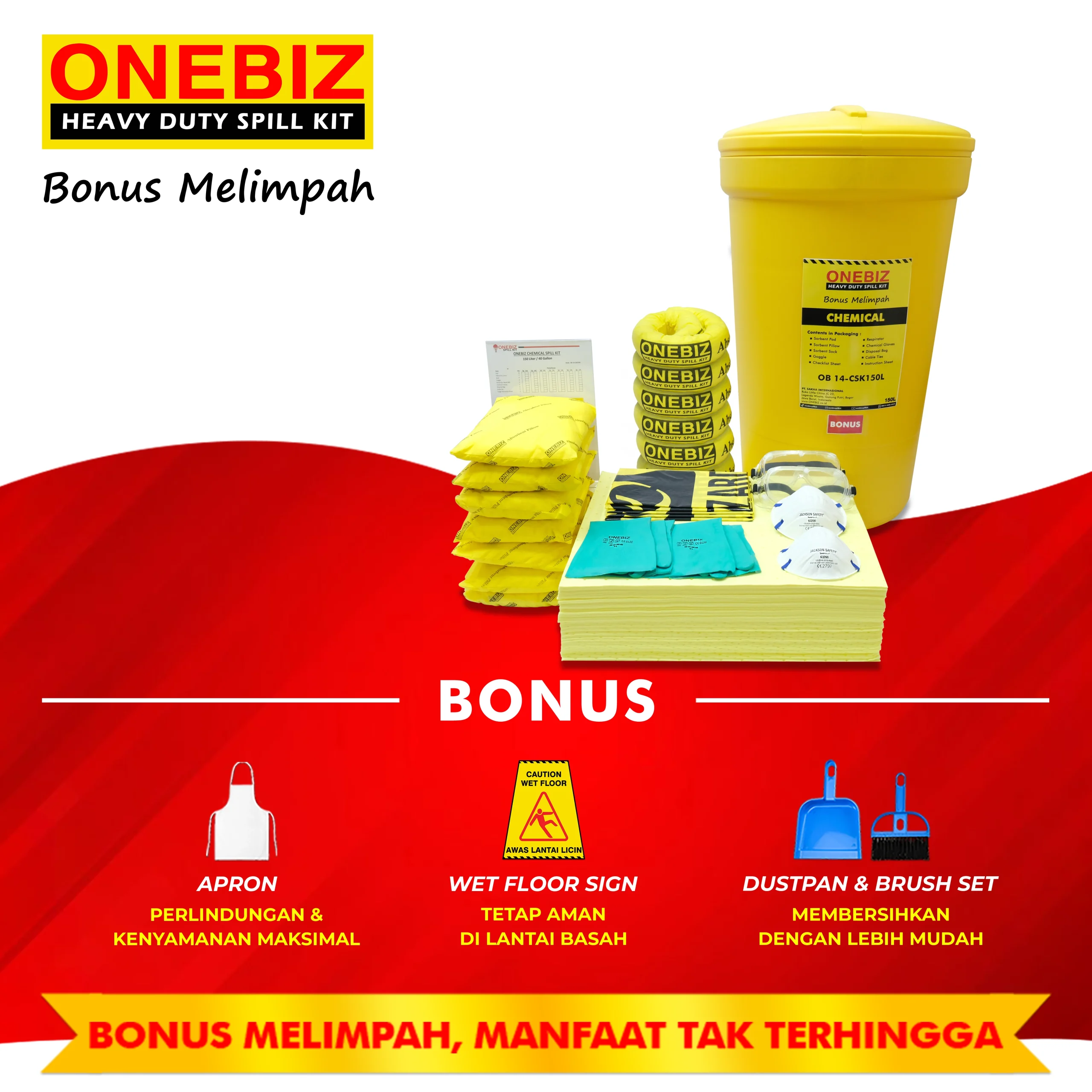 ONEBIZ CHEMICAL SPILL KIT 150 Liter SPILL KIT OB 14-CSK150L / 40 Gallon ONEBIZ CHEMICAL SPILL KIT 150 Liter SPILL KIT OB 14-CSK150L / 40 Gallon