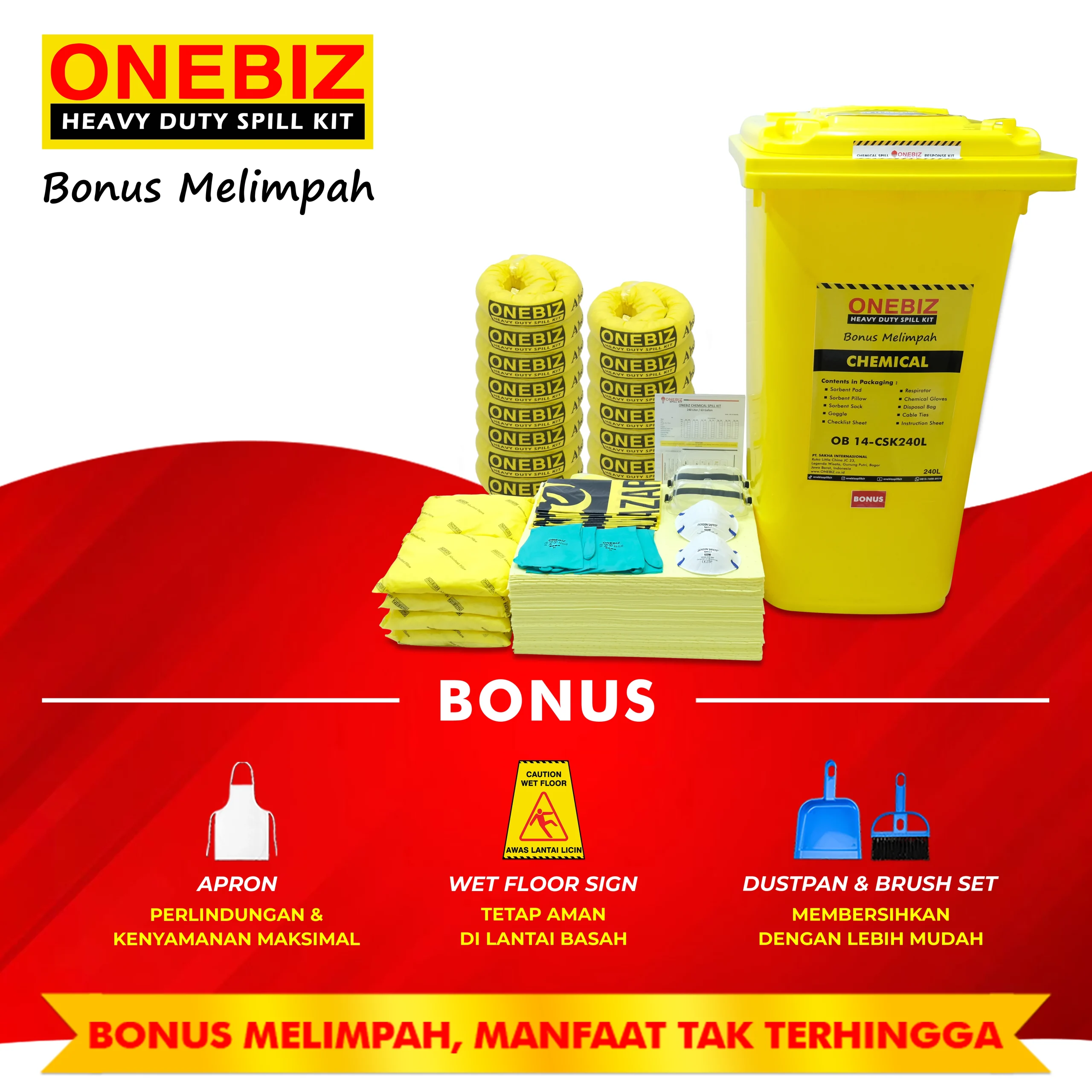 ONEBIZ CHEMICAL SPILL KIT 240 Liter SPILL KIT OB 14-CSK240L / 63 Gallon ONEBIZ CHEMICAL SPILL KIT 240 Liter SPILL KIT OB 14-CSK240L / 63 Gallon