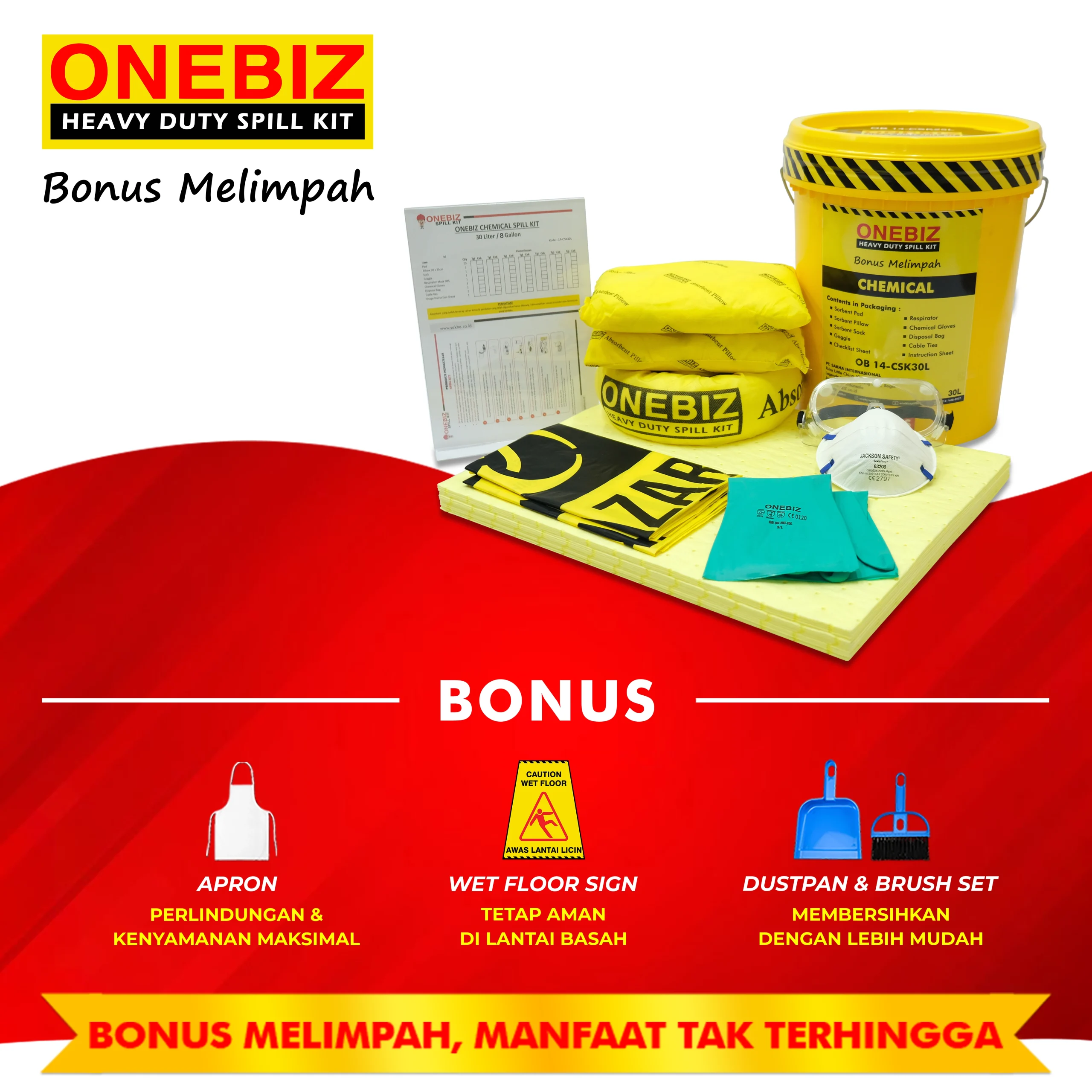 ONEBIZ CHEMICAL SPILL KIT 30 Liter SPILL KIT OB 14-CSK30L / 8 Gallon ONEBIZ CHEMICAL SPILL KIT 30 Liter SPILL KIT OB 14-CSK30L / 8 Gallon