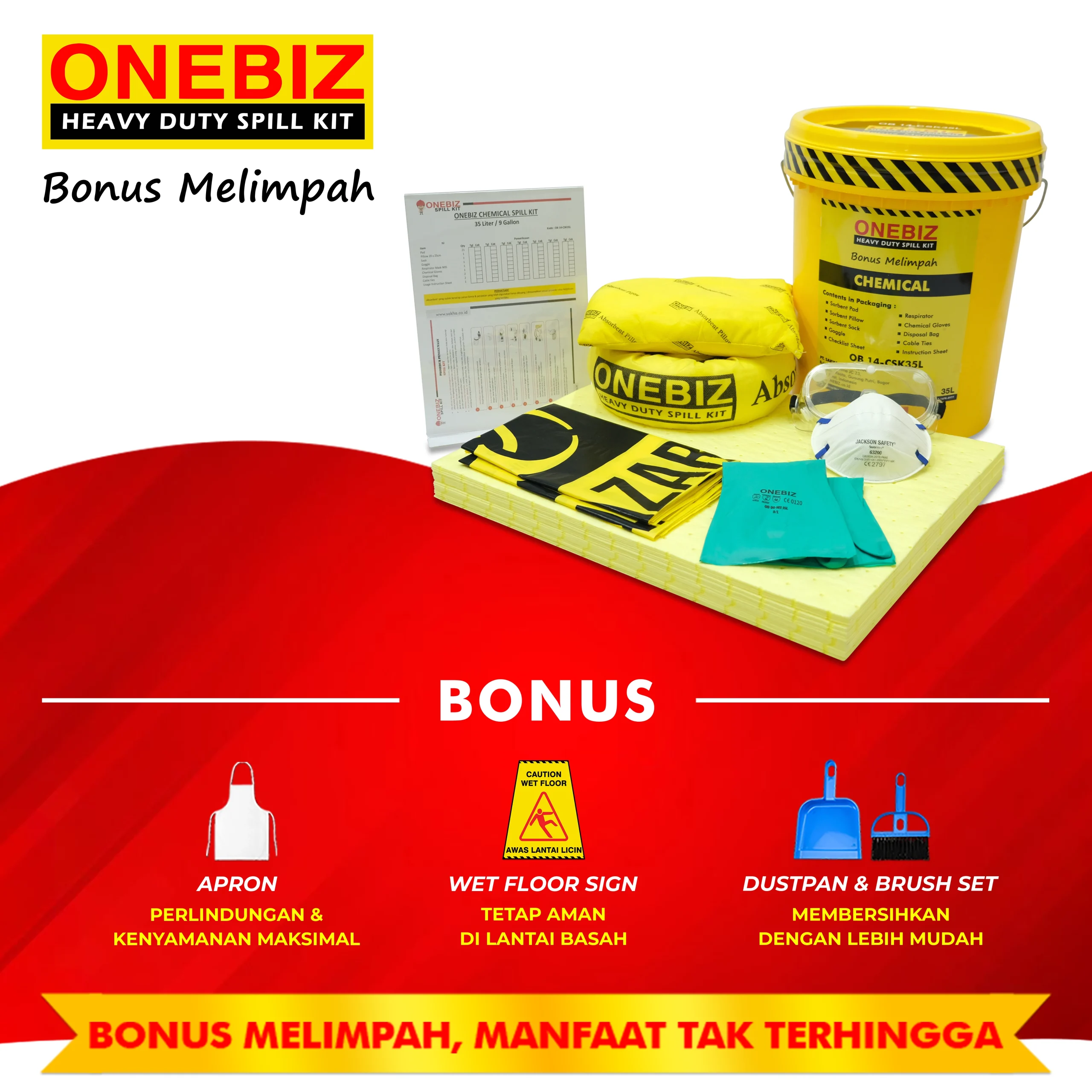 ONEBIZ CHEMICAL SPILL KIT 35 Liter SPILL KIT OB 14-CSK35L / 9 Gallon ONEBIZ CHEMICAL SPILL KIT 35 Liter SPILL KIT OB 14-CSK35L / 9 Gallon