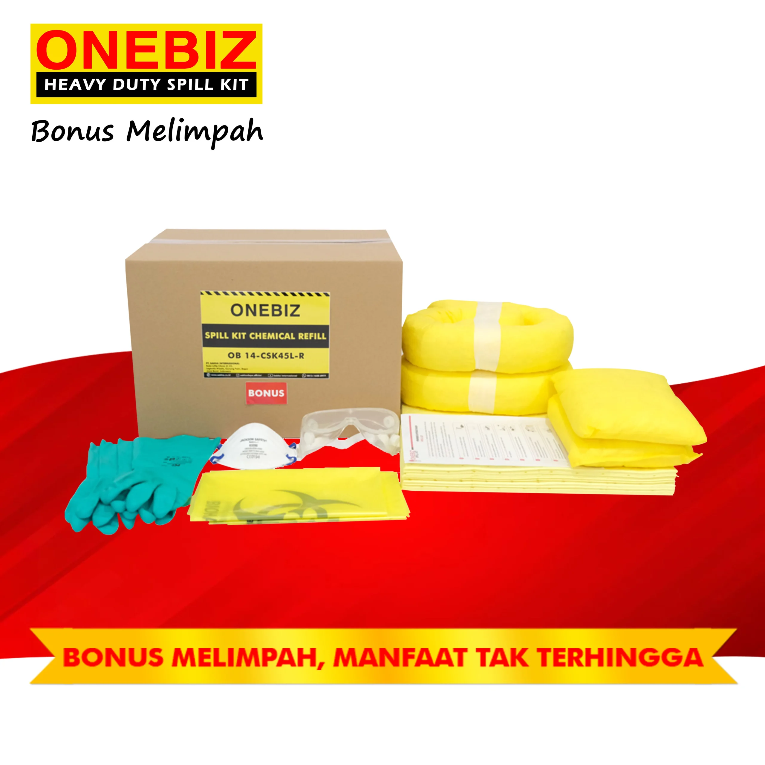 ONEBIZ CHEMICAL SPILL KIT 45 Liter SPILL KIT OB 14-CSK45L-R / 12 Gallon Refill ONEBIZ CHEMICAL SPILL KIT 45 Liter SPILL KIT OB 14-CSK45L-R / 12 Gallon Refill