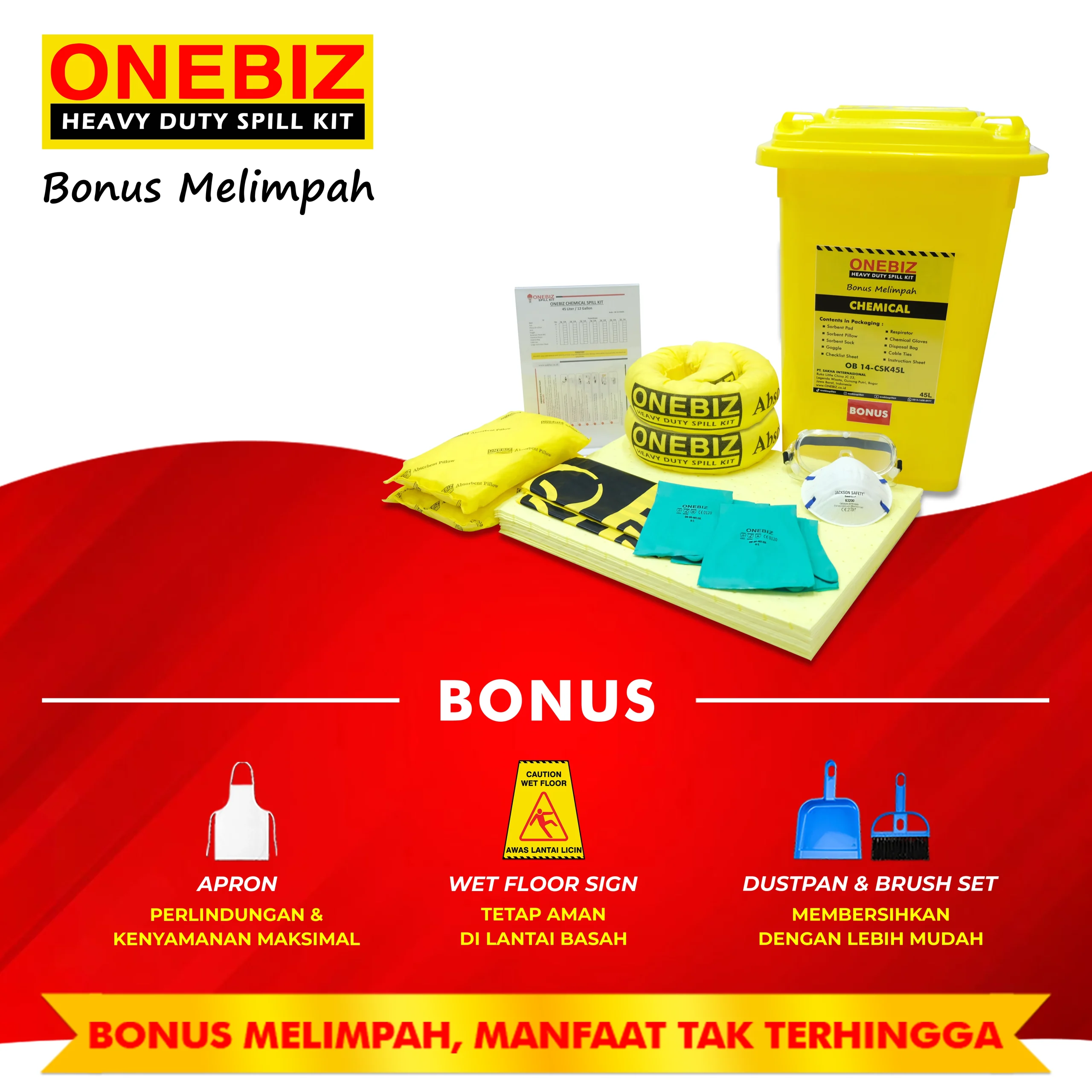 ONEBIZ CHEMICAL SPILL KIT 45 Liter SPILL KIT OB 14-CSK45L / 12 Gallon ONEBIZ CHEMICAL SPILL KIT 45 Liter SPILL KIT OB 14-CSK45L / 12 Gallon