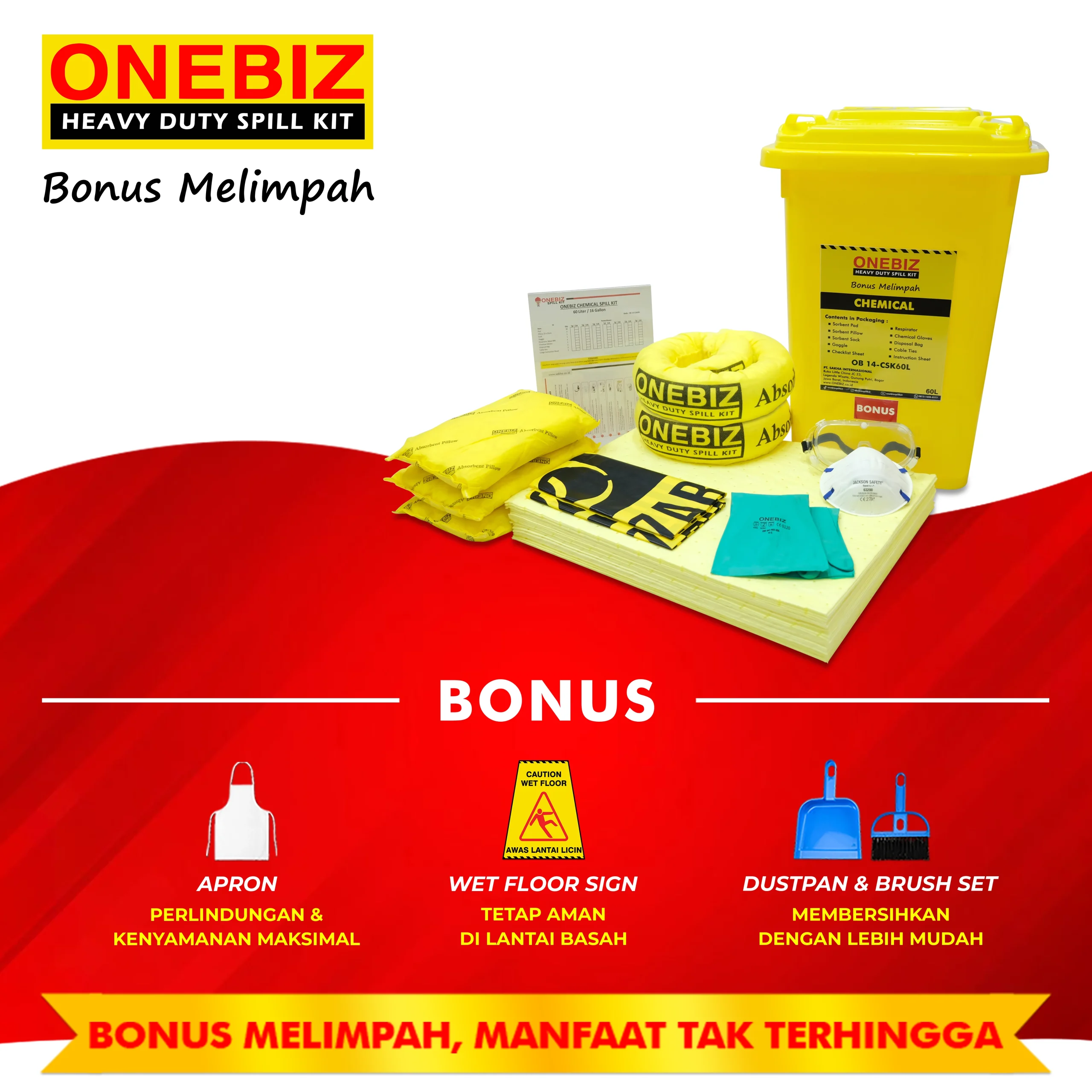 ONEBIZ CHEMICAL SPILL KIT 60 Liter SPILL KIT OB 14-CSK60L / 16 Gallon ONEBIZ CHEMICAL SPILL KIT 60 Liter SPILL KIT OB 14-CSK60L / 16 Gallon