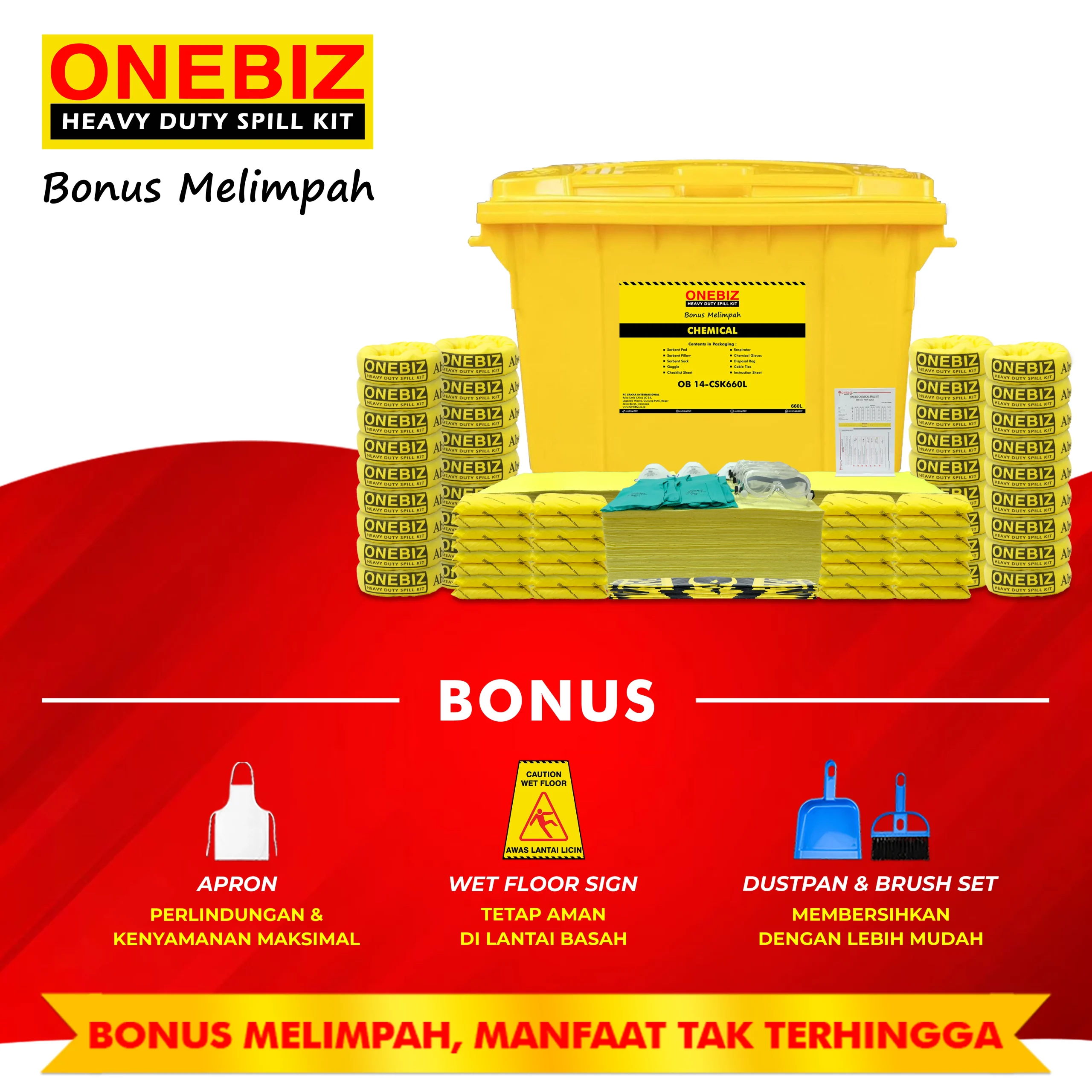 ONEBIZ CHEMICAL SPILL KIT 660 Liter SPILL KIT OB 14-CSK660L / 174 Gallon ONEBIZ CHEMICAL SPILL KIT 660 Liter SPILL KIT OB 14-CSK660L / 174 Gallon