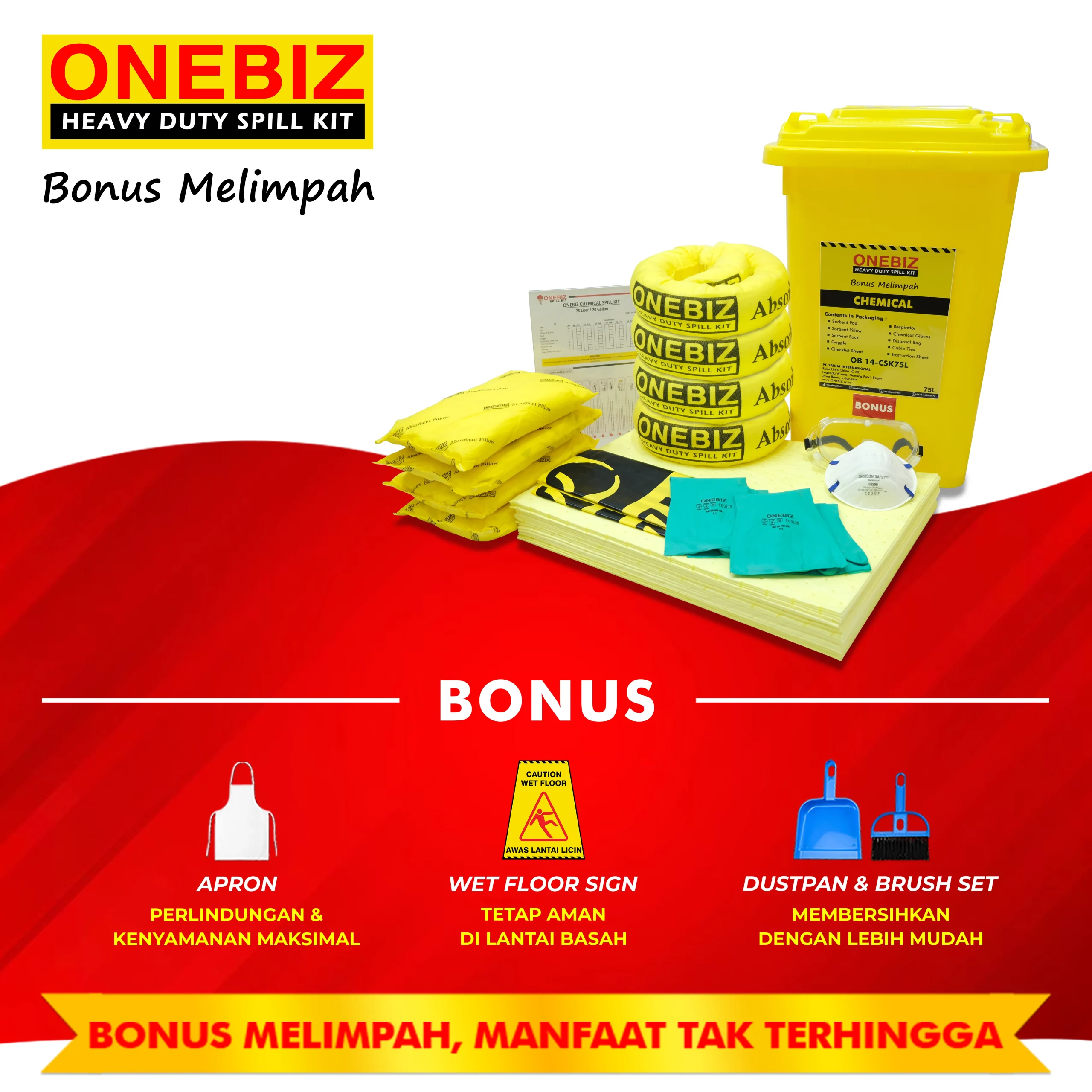 ONEBIZ CHEMICAL SPILL KIT 75 Liter SPILL KIT OB 14-CSK75L / 20 Gallon ONEBIZ CHEMICAL SPILL KIT 75 Liter SPILL KIT OB 14-CSK75L / 20 Gallon