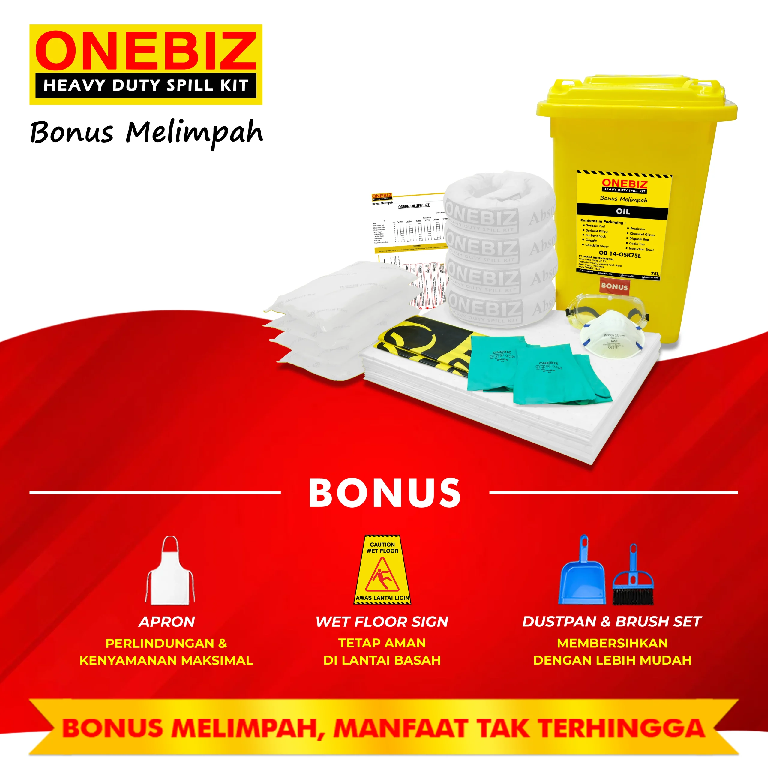 ONEBIZ OIL SPILL KIT 75 Liter SPILL KIT OB 14-OSK75L / 20 Gallon ONEBIZ OIL SPILL KIT 75 Liter SPILL KIT OB 14-OSK75L / 20 Gallon