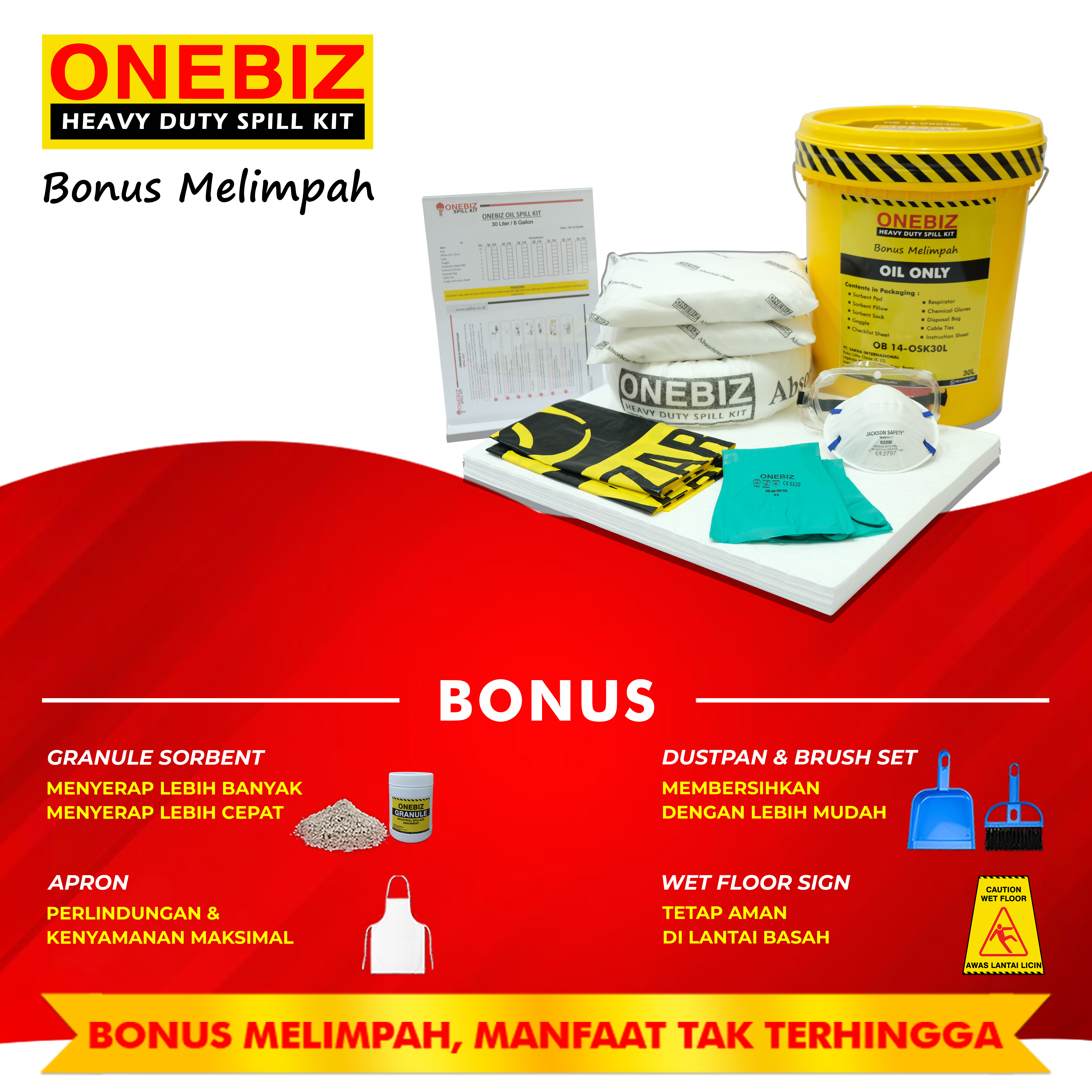 ONEBIZ OIL SPILL KIT 30 Liter SPILL KIT OB 14-OSK30L / 8 Gallon ONEBIZ OIL SPILL KIT 30 Liter SPILL KIT OB 14-OSK30L / 8 Gallon