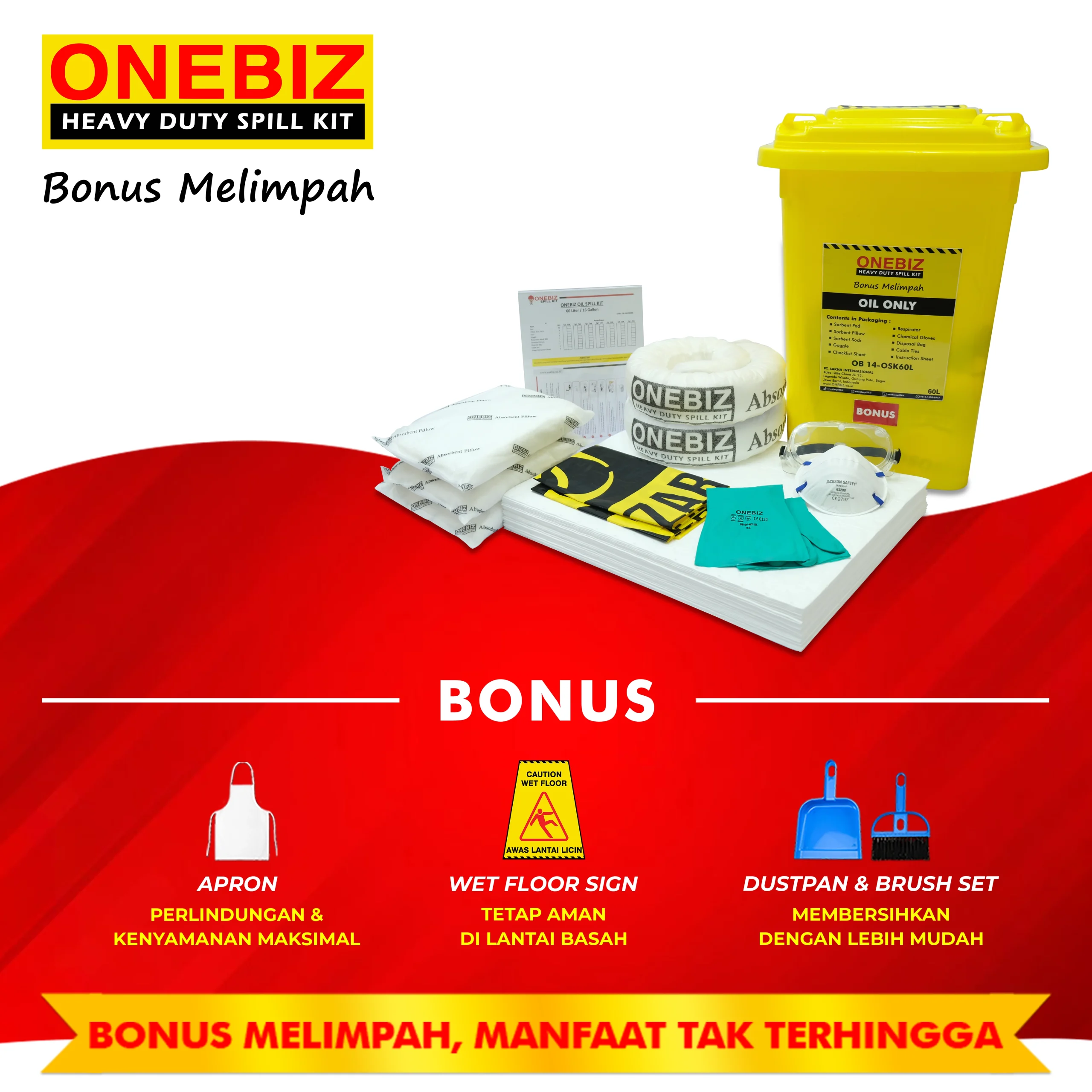 ONEBIZ OIL SPILL KIT 60 Liter SPILL KIT OB 14-OSK60L / 16 Gallon ONEBIZ OIL SPILL KIT 60 Liter SPILL KIT OB 14-OSK60L / 16 Gallon
