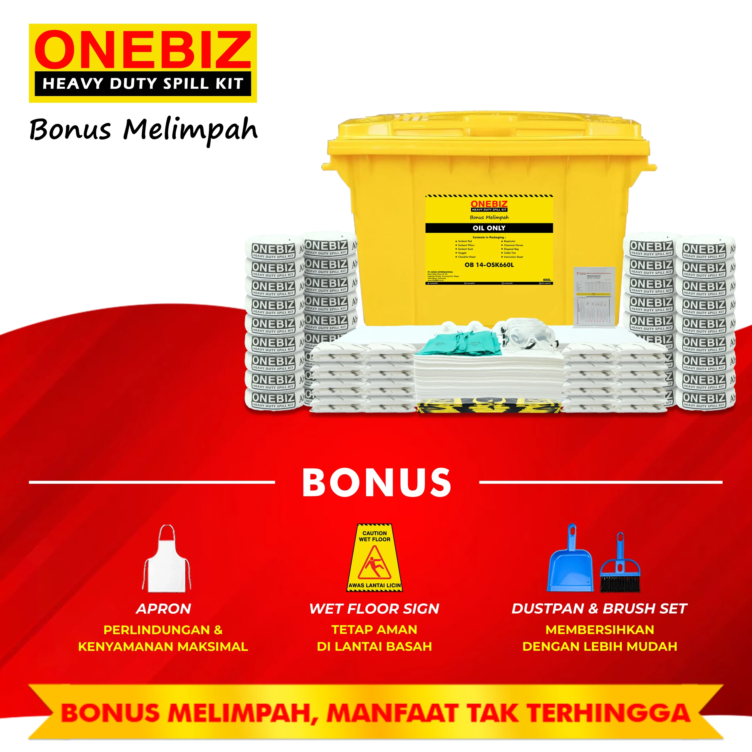 ONEBIZ OIL SPILL KIT 660 Liter SPILL KIT OB 14-OSK660L / 174 Gallon ONEBIZ OIL SPILL KIT 660 Liter SPILL KIT OB 14-OSK660L / 174 Gallon