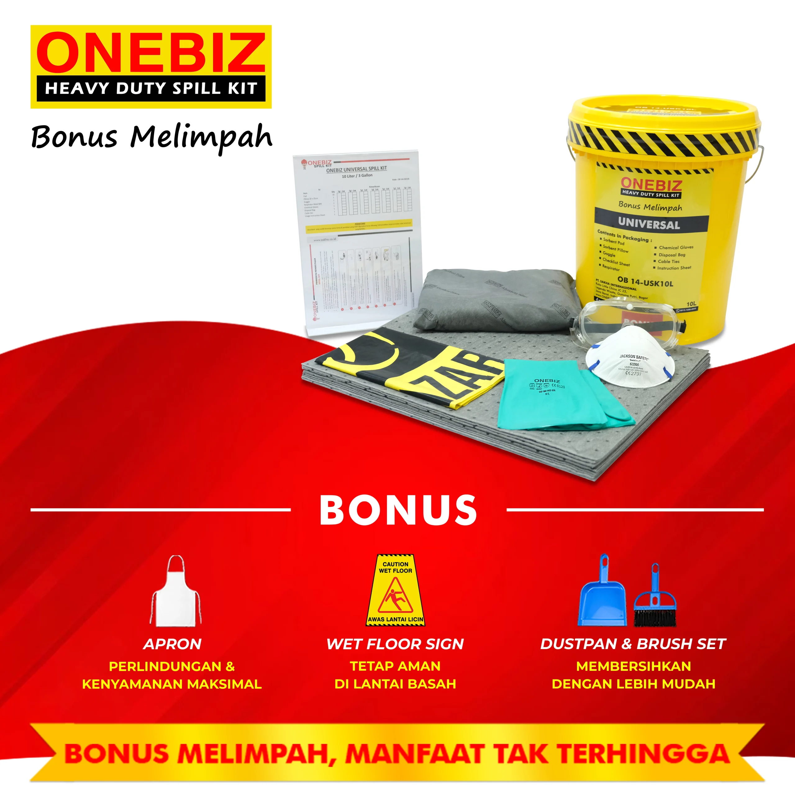 ONEBIZ UNIVERSAL SPILL KIT 10 Liter SPILL KIT OB 14-USK10L / 3 Gallon ONEBIZ UNIVERSAL SPILL KIT 10 Liter SPILL KIT OB 14-USK10L / 3 Gallon