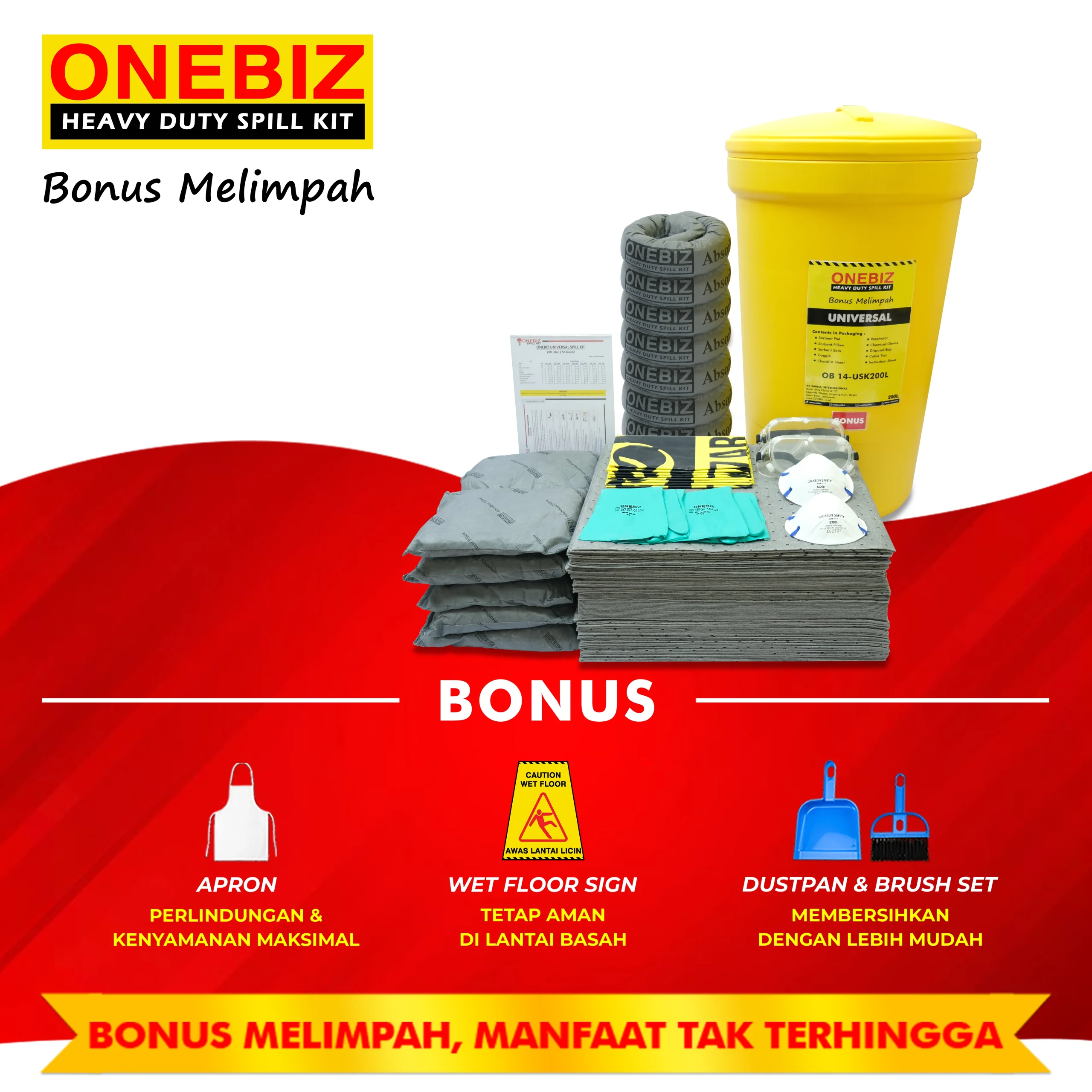 ONEBIZ UNIVERSAL SPILL KIT 200 Liter SPILL KIT OB 14-USK200L / 53 Gallon ONEBIZ UNIVERSAL SPILL KIT 200 Liter SPILL KIT OB 14-USK200L / 53 Gallon