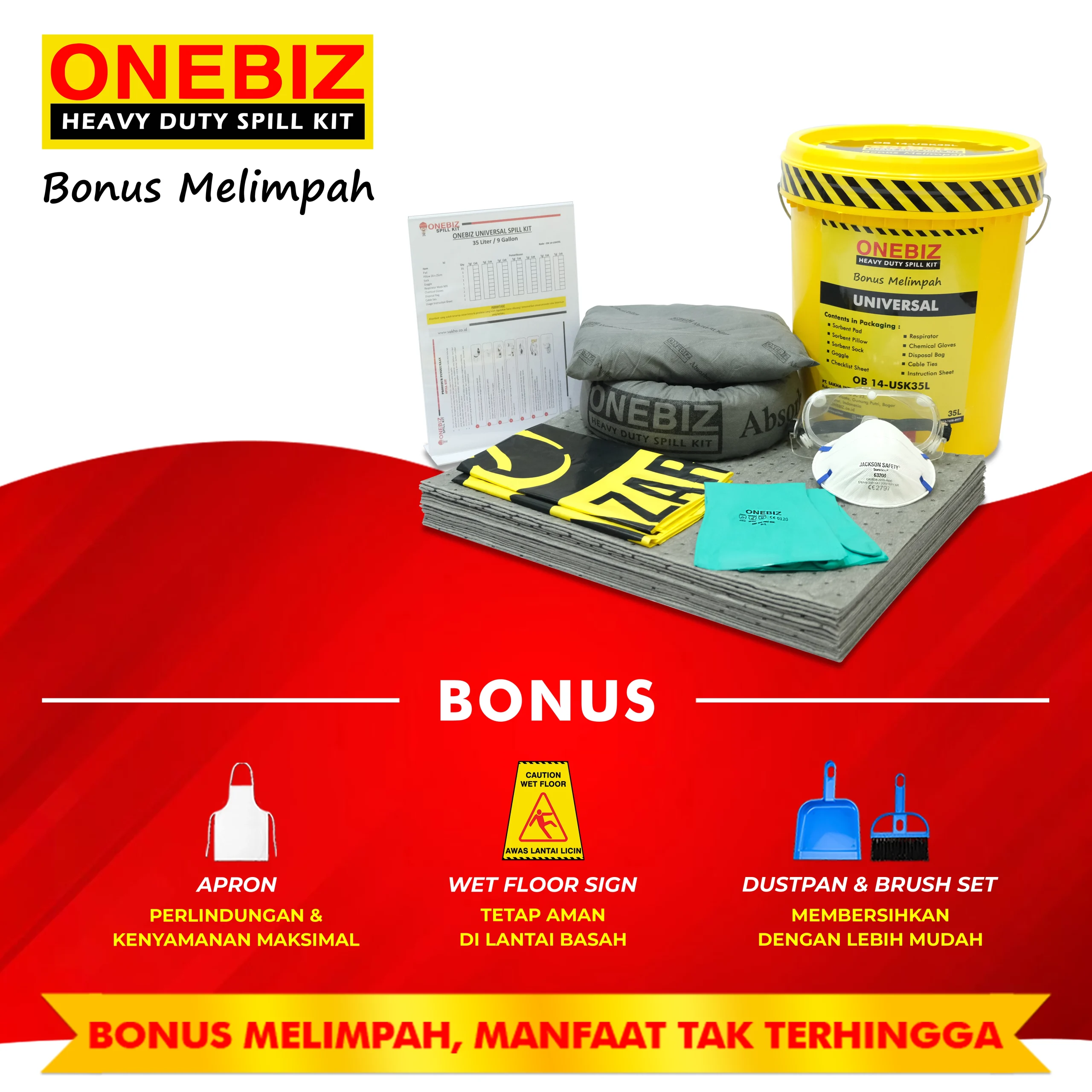 ONEBIZ UNIVERSAL SPILL KIT 35 Liter SPILL KIT OB 14-USK35L / 9 Gallon ONEBIZ UNIVERSAL SPILL KIT 35 Liter SPILL KIT OB 14-USK35L / 9 Gallon