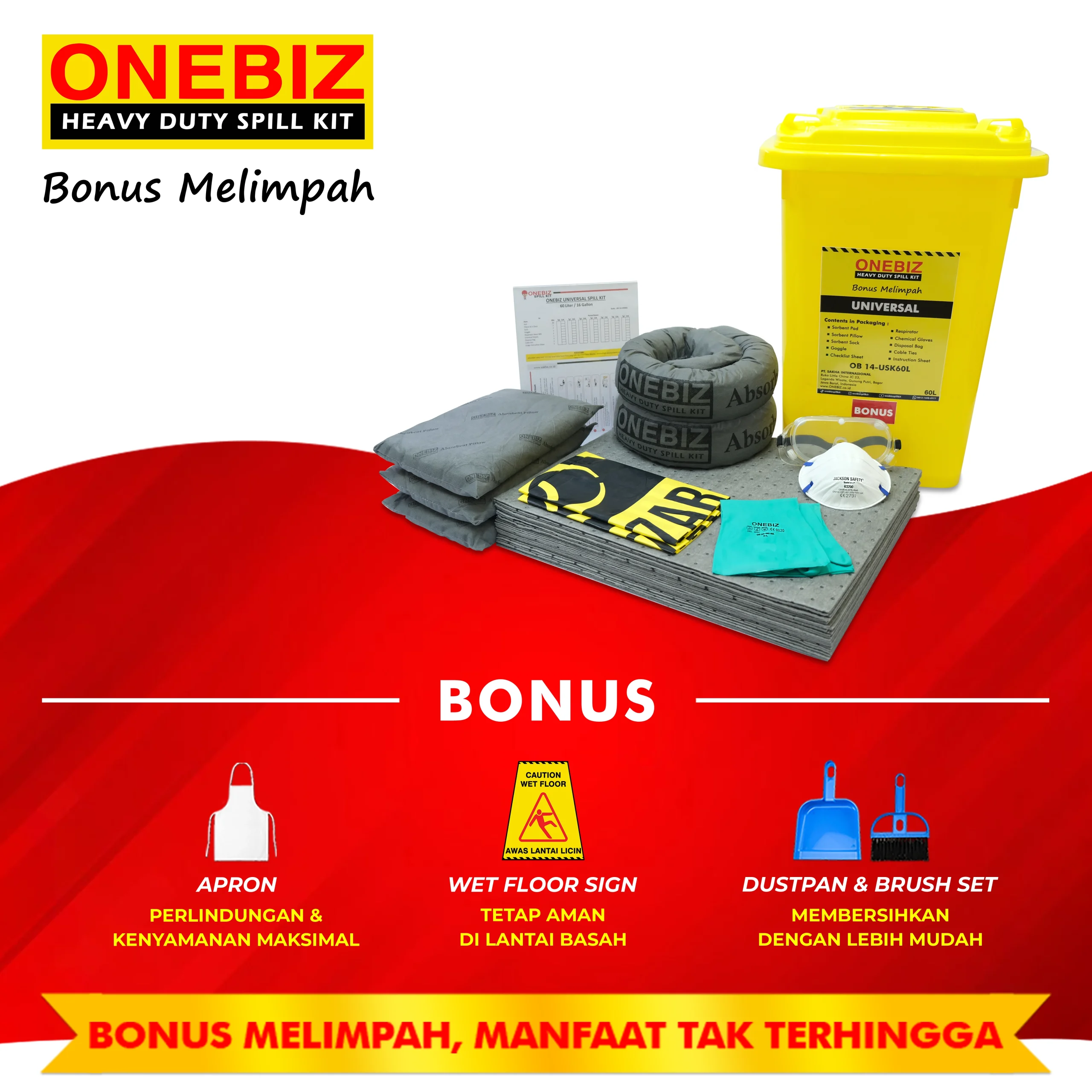 ONEBIZ UNIVERSAL SPILL KIT 60 Liter SPILL KIT OB 14-USK60L / 16 Gallon ONEBIZ UNIVERSAL SPILL KIT 60 Liter SPILL KIT OB 14-USK60L / 16 Gallon