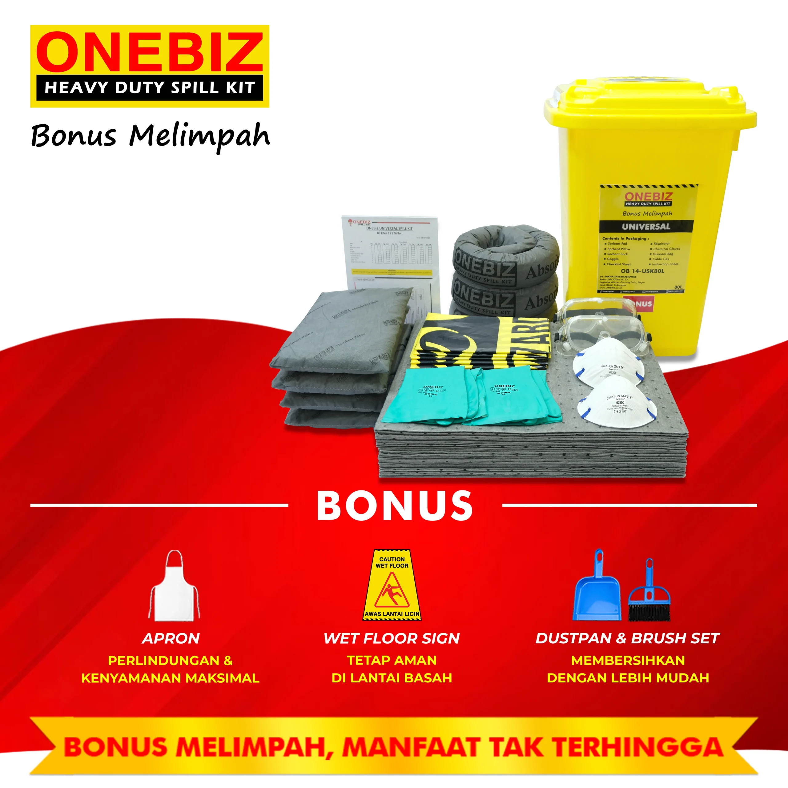 ONEBIZ UNIVERSAL SPILL KIT 80 Liter SPILL KIT OB 14-USK80L / 21 Gallon ONEBIZ UNIVERSAL SPILL KIT 80 Liter SPILL KIT OB 14-USK80L / 21 Gallon